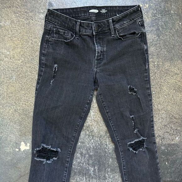 Old Navy Women’s Power Slim Straight Mid Rise Ripped Jeans Size 2 Distressed - Picture 2 of 12